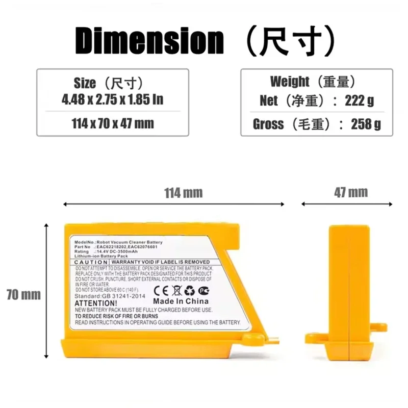 LG EAC62218202 VR64703LVMB,VR7 - 4S Lipo Battery 14.8V 6000Mah incelemesi ve fiyatı