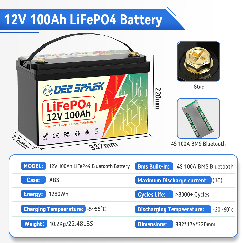DEEPSPAEK 12V 100Ah Lifepo4 Pi - Lifepo4 12V 100Ah Bms Bluetooth incelemesi ve fiyatı