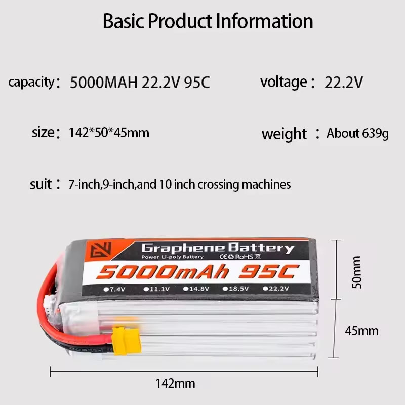Lipo Pil 6 S 5000 mAh XT60 XT9 - 6S Lipo Battery 22.2V 5000Mah incelemesi ve fiyatı